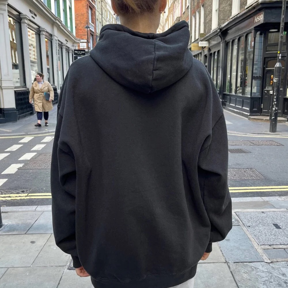 Brandy Melville Women's Black Zip-Up Hoodie - Picture 3 of 3
